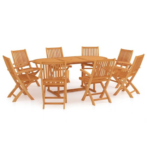 9-tlg. Garten-Essgruppe Massivholz Teak