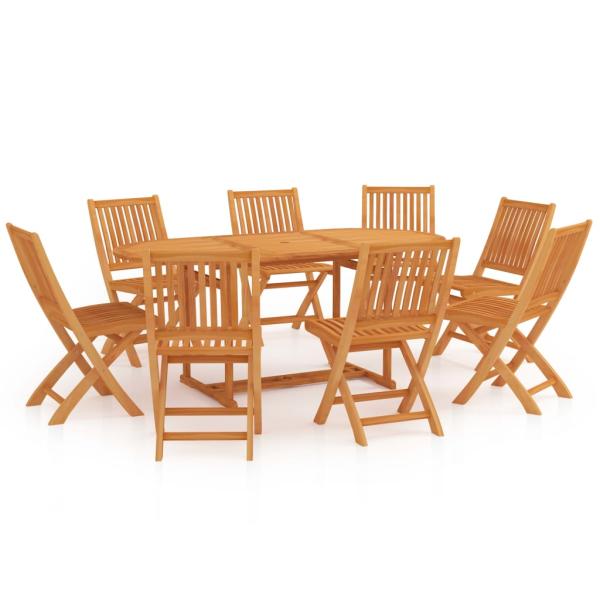 9-tlg. Garten-Essgruppe Massivholz Teak