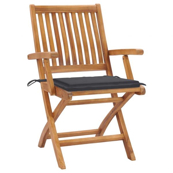 Gartenstühle 2 Stk. mit Anthrazit Kissen Massivholz Teak
