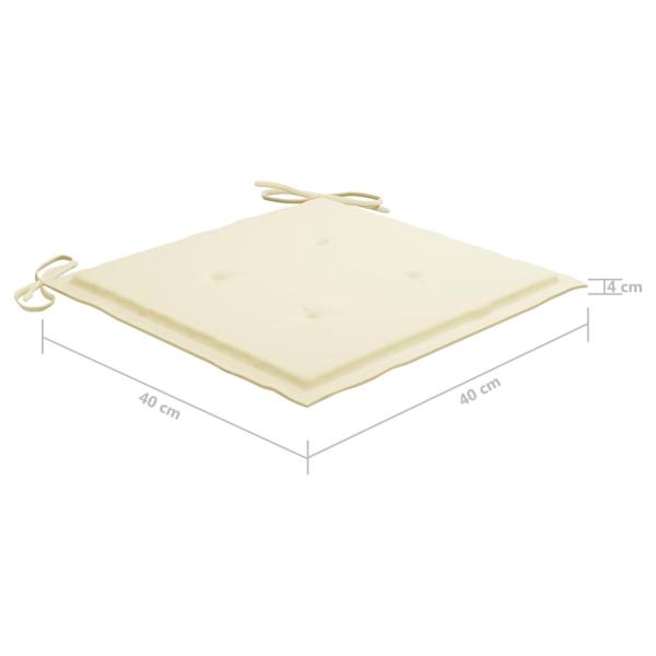 Gartenstühle 2 Stk. mit Cremeweißen Kissen Teak Massivholz
