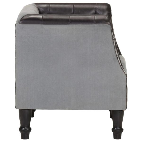 ARDEBO.de - Sessel Schwarz Echtleder und Massivholz Mango 