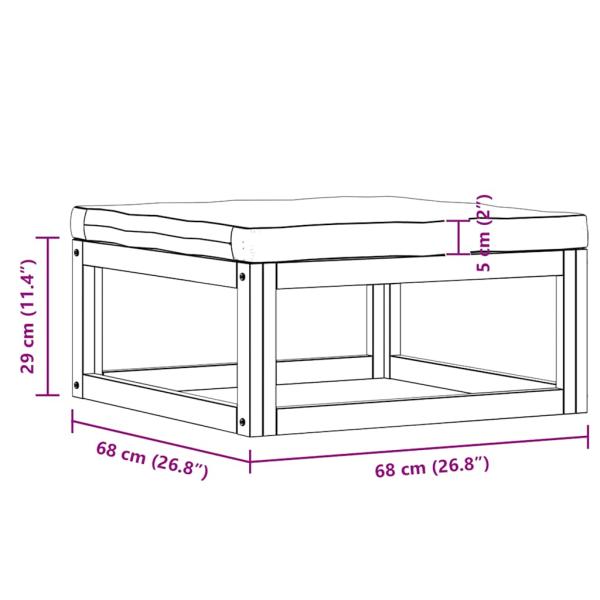Fußhocker mit Dunkelgrauem Polster Akazie Massivholz
