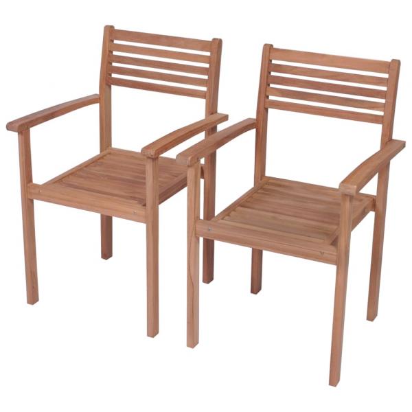 Gartenstühle 2 Stk. mit Grünen Kissen Massivholz Teak