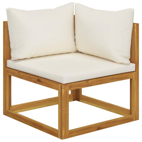 ARDEBO.de - Modular-Ecksofa mit Cremeweißen Kissen Akazie Massivholz