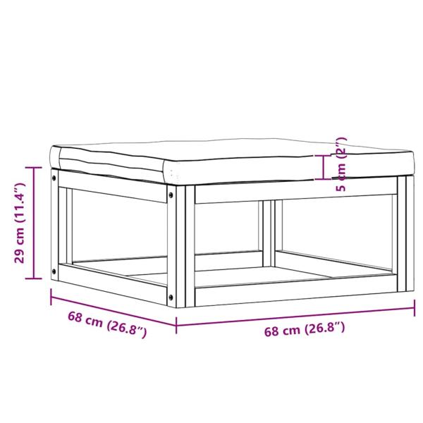 Fußhocker mit Cremeweißem Polster Akazie Massivholz