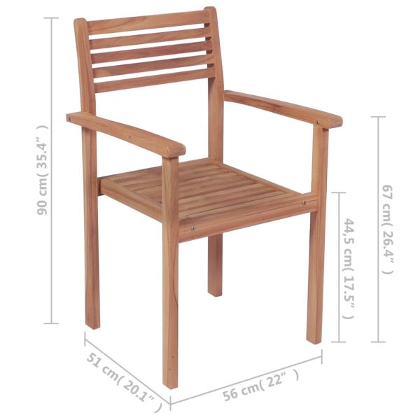 Gartenstühle 4 Stk. mit Cremeweißen Kissen Massivholz Teak