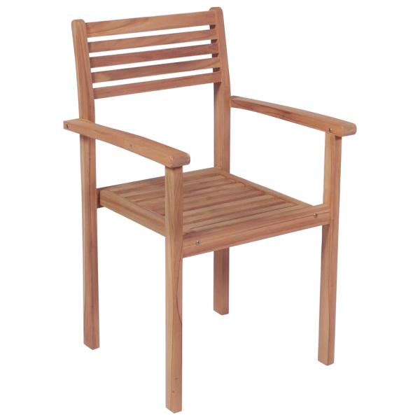 Gartenstühle 4 Stk. mit Cremeweißen Kissen Massivholz Teak