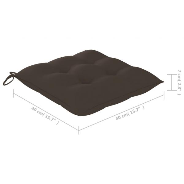Gartenstühle mit Taupe Kissen 3 Stk. Massivholz Teak