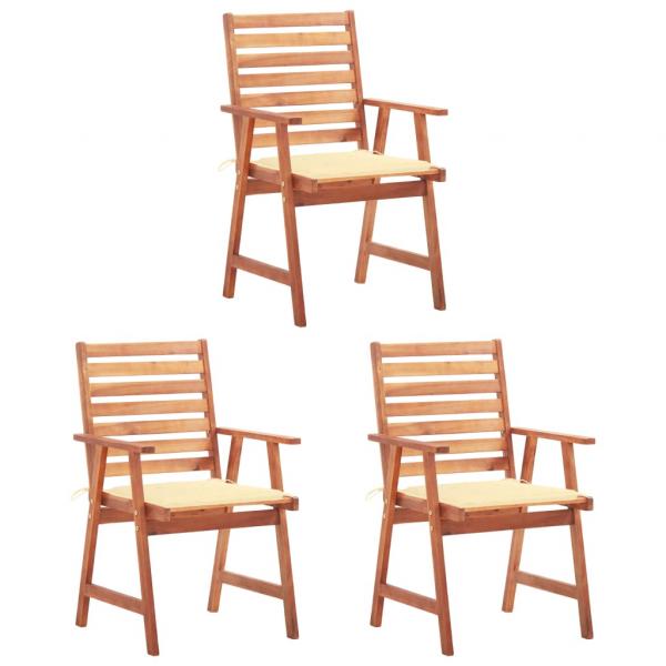 ARDEBO.de - Garten-Essstühle 3 Stk. mit Kissen Massivholz Akazie