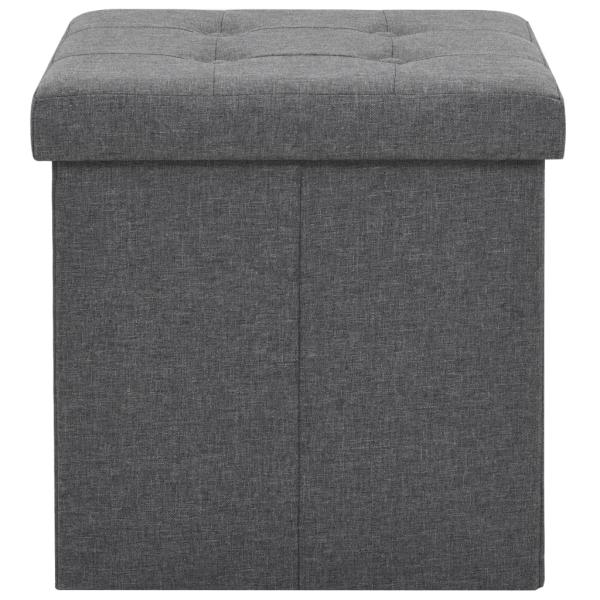 Hocker mit Stauraum 2 Stk. Dunkelgrau Leinenoptik