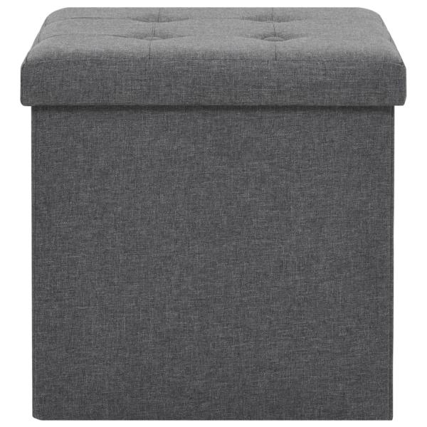 Hocker mit Stauraum 2 Stk. Dunkelgrau Leinenoptik