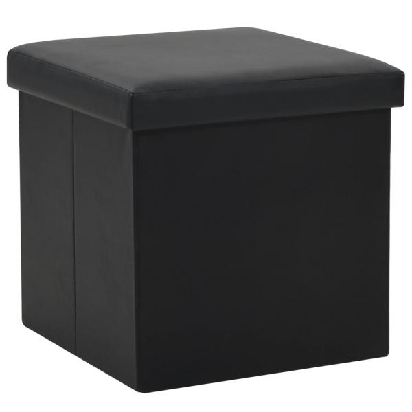 ARDEBO.de - Hocker mit Stauraum Schwarz Kunstleder