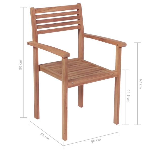 Gartenstühle 4 Stk. mit Grauen Kissen Massivholz Teak