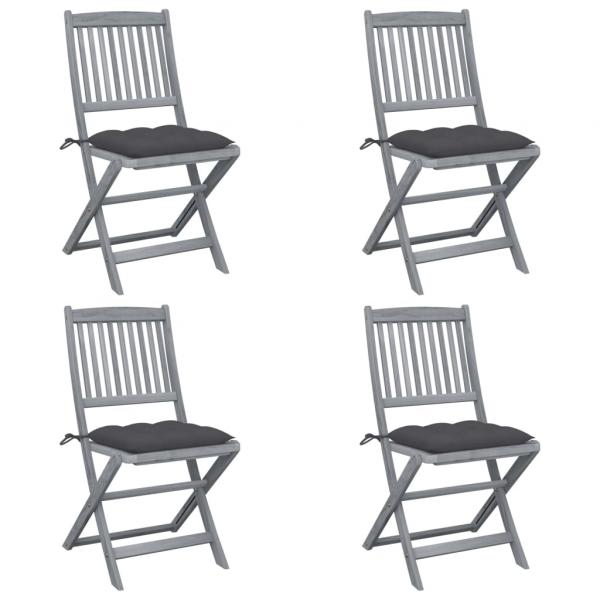 ARDEBO.de - Klappbare Gartenstühle 4 Stk. mit Kissen Massivholz Akazie