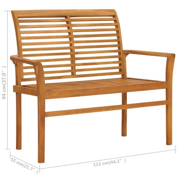 Gartenbank mit Anthrazit Auflage 112 cm Massivholz Teak 