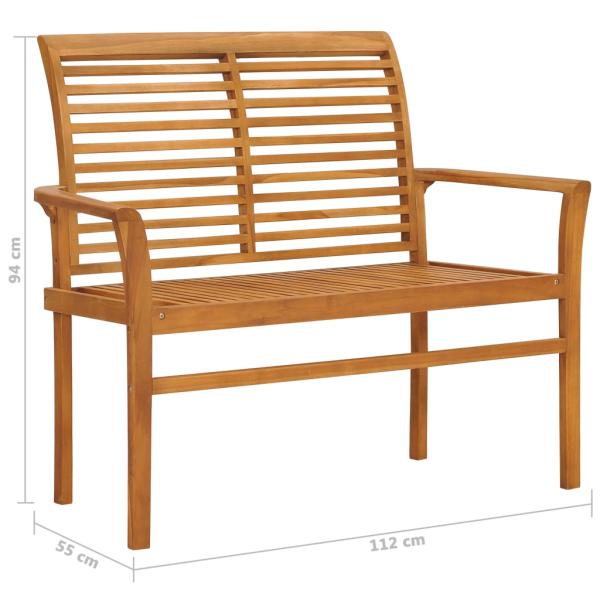 Gartenbank mit Weinroter Auflage 112 cm Massivholz Teak