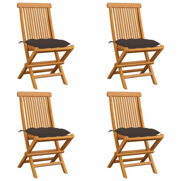 ARDEBO.de - Gartenstühle mit Taupe Kissen 4 Stk. Massivholz Teak