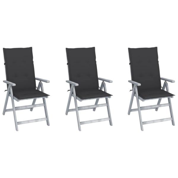 ARDEBO.de - Verstellbare Gartenstühle 3 Stk. mit Auflagen Massivholz Akazie