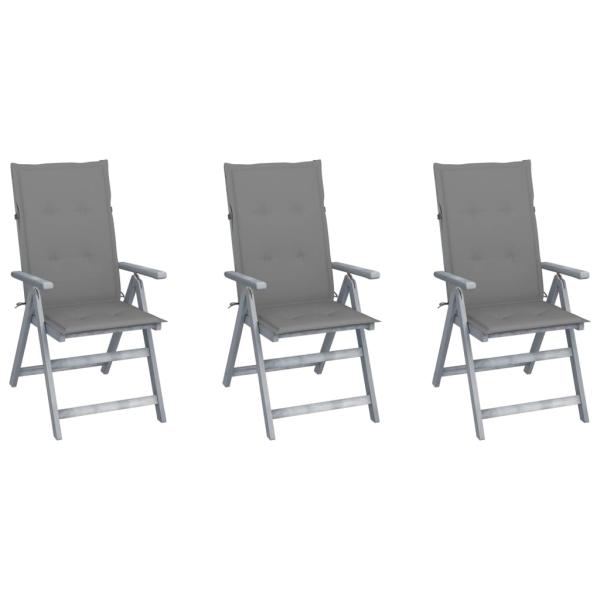 ARDEBO.de - Verstellbare Gartenstühle 3 Stk. mit Auflagen Massivholz Akazie