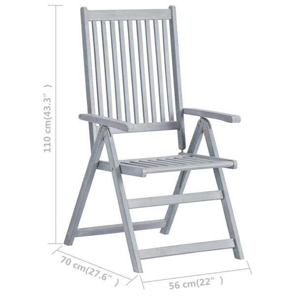 Verstellbare Gartenstühle 3 Stk. mit Auflagen Massivholz Akazie