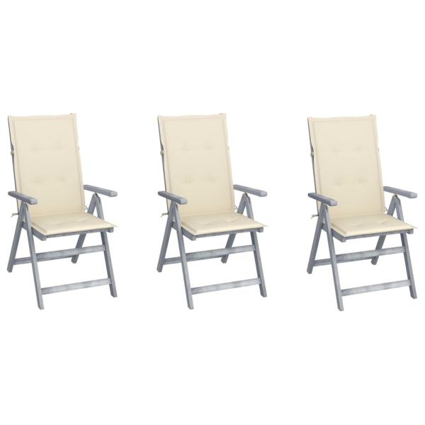 ARDEBO.de - Verstellbare Gartenstühle 3 Stk. mit Auflagen Massivholz Akazie