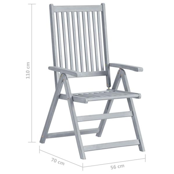 Verstellbare Gartenstühle 3 Stk. mit Auflagen Massivholz Akazie