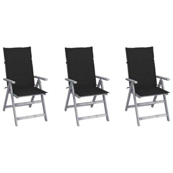ARDEBO.de - Verstellbare Gartenstühle 3 Stk. mit Auflagen Massivholz Akazie