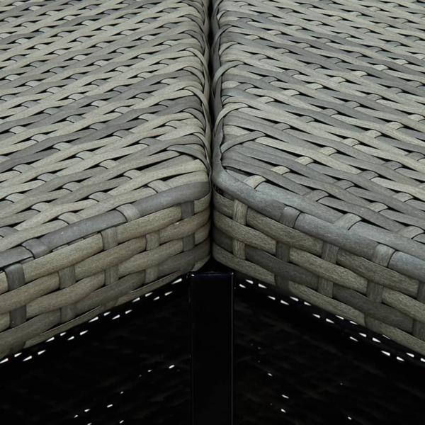 4-tlg. Gartenbar-Set mit Kissen Poly Rattan Grau