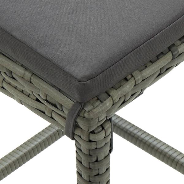 4-tlg. Gartenbar-Set mit Kissen Poly Rattan Grau