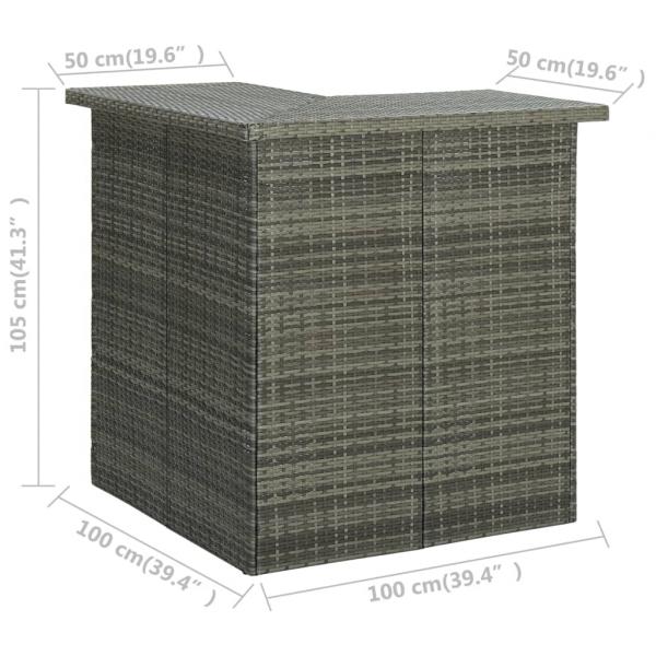 4-tlg. Gartenbar-Set mit Kissen Poly Rattan Grau