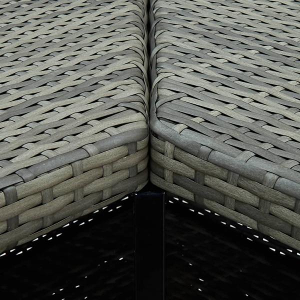 4-tlg. Gartenbar-Set mit Kissen Poly Rattan Grau