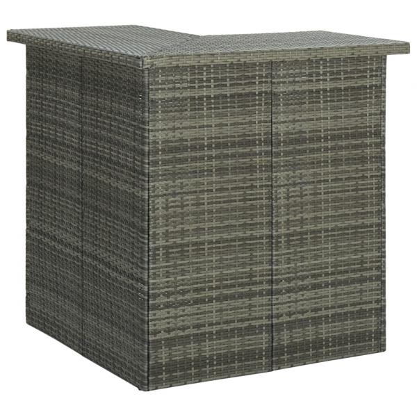 4-tlg. Gartenbar-Set mit Kissen Poly Rattan Grau