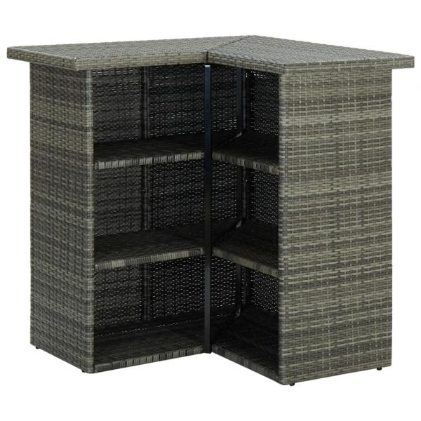 4-tlg. Gartenbar-Set mit Kissen Poly Rattan Grau