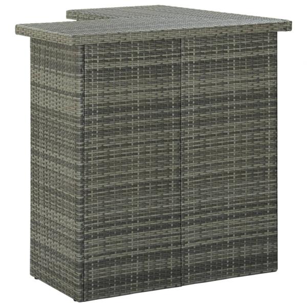 4-tlg. Gartenbar-Set mit Kissen Poly Rattan Grau