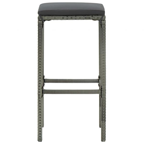 4-tlg. Gartenbar-Set mit Kissen Poly Rattan Grau