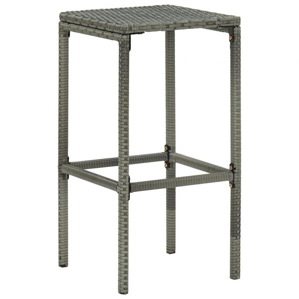 4-tlg. Gartenbar-Set mit Kissen Poly Rattan Grau