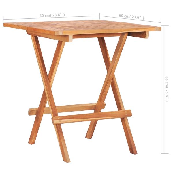 3-tlg. Bistro-Set mit Grauen Kissen Massivholz Teak