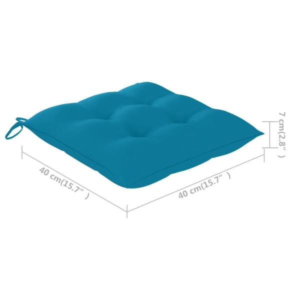 Gartenstühle mit Hellblauen Kissen 4 Stk. Massivholz Teak