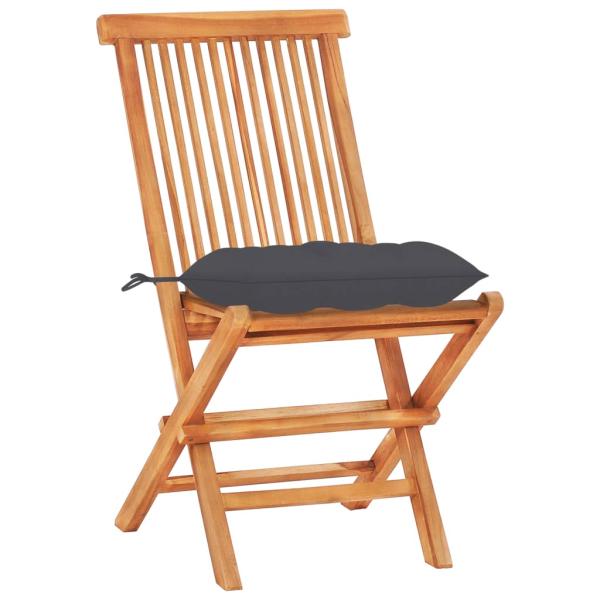 3-tlg. Bistro-Set mit Anthrazit Kissen Massivholz Teak