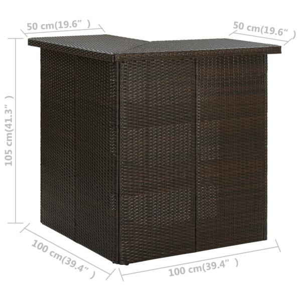 16-tlg. Gartenbar-Set mit Kissen Poly Rattan Braun