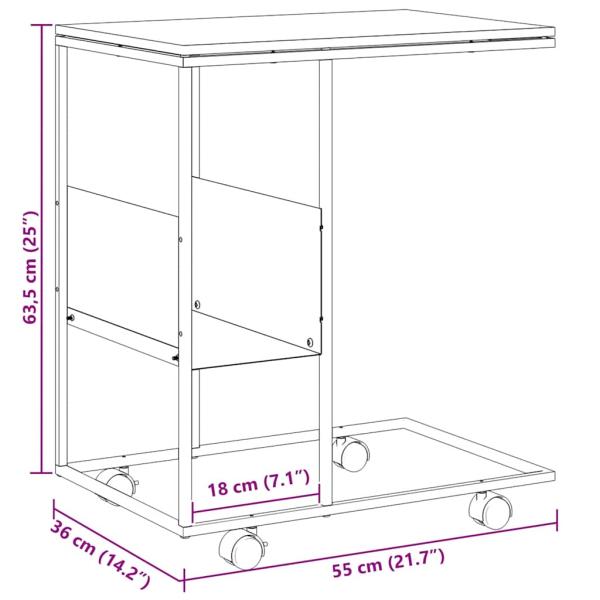 Beistelltisch mit Rollen Schwarz 55x36x63,5 cm Holzwerkstoff