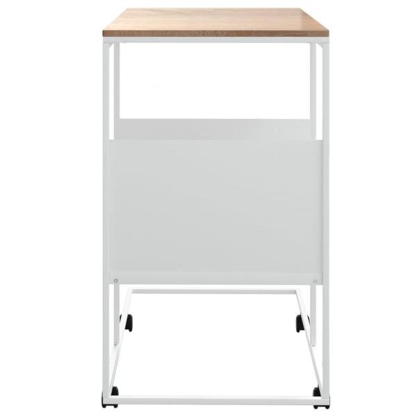 Beistelltisch mit Rollen Weiß 55x36x63,5 cm Holzwerkstoff