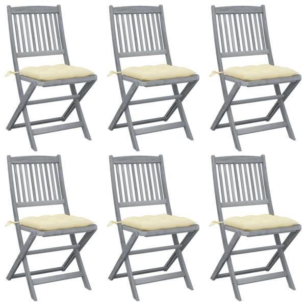 ARDEBO.de - Klappbare Gartenstühle 6 Stk. mit Kissen Massivholz Akazie