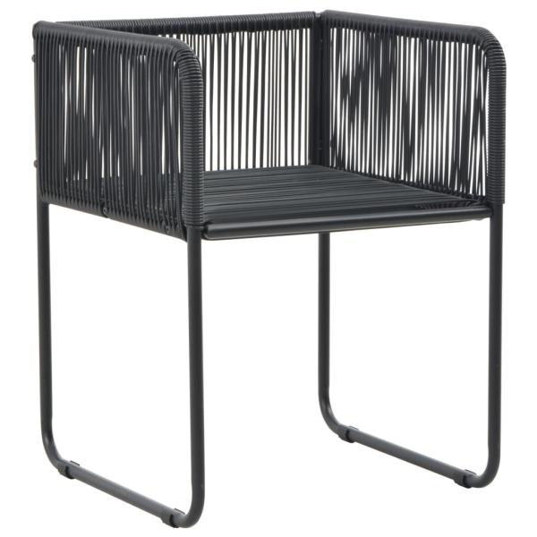 3-tlg. Garten-Essgruppe PVC Rattan Schwarz
