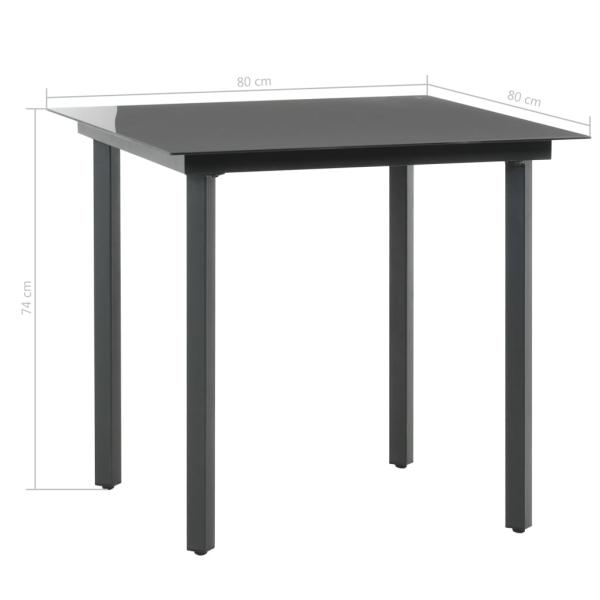 3-tlg. Garten-Essgruppe PVC Rattan Schwarz