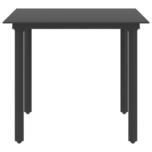 3-tlg. Garten-Essgruppe PVC Rattan Schwarz 