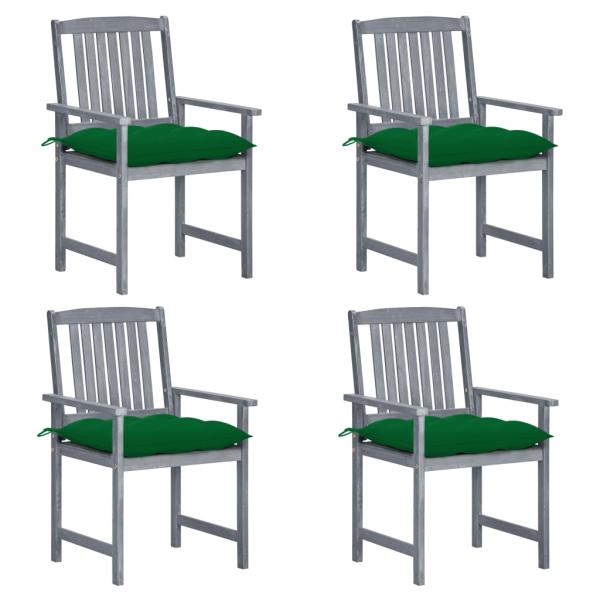 ARDEBO.de - Gartenstühle mit Kissen 4 Stk. Grau Massivholz Akazie