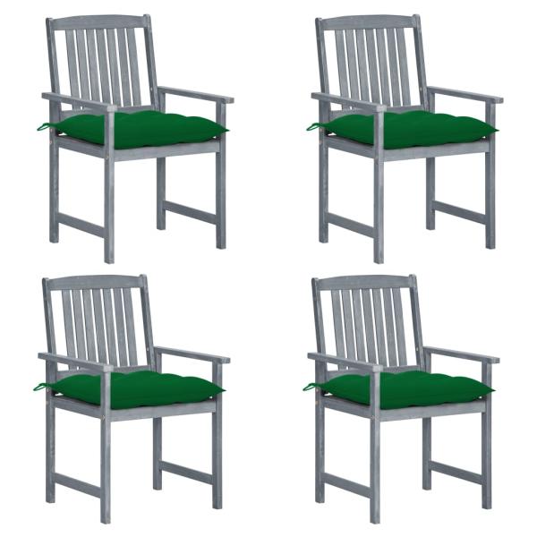 Gartenstühle mit Kissen 4 Stk. Grau Massivholz Akazie