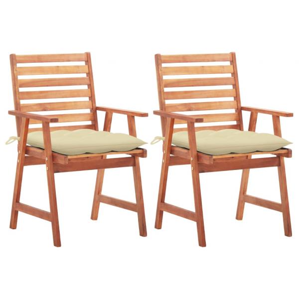 ARDEBO.de - Garten-Essstühle 2 Stk. mit Kissen Massivholz Akazie