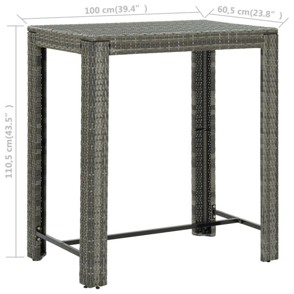 7-tlg. Gartenbar-Set mit Kissen Poly Rattan Grau